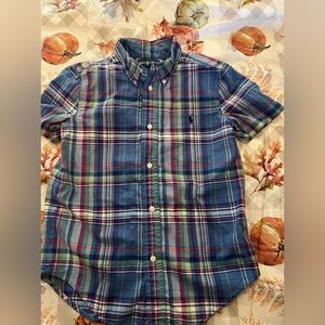 Boys Button down Plaid short sleeve dress shirt